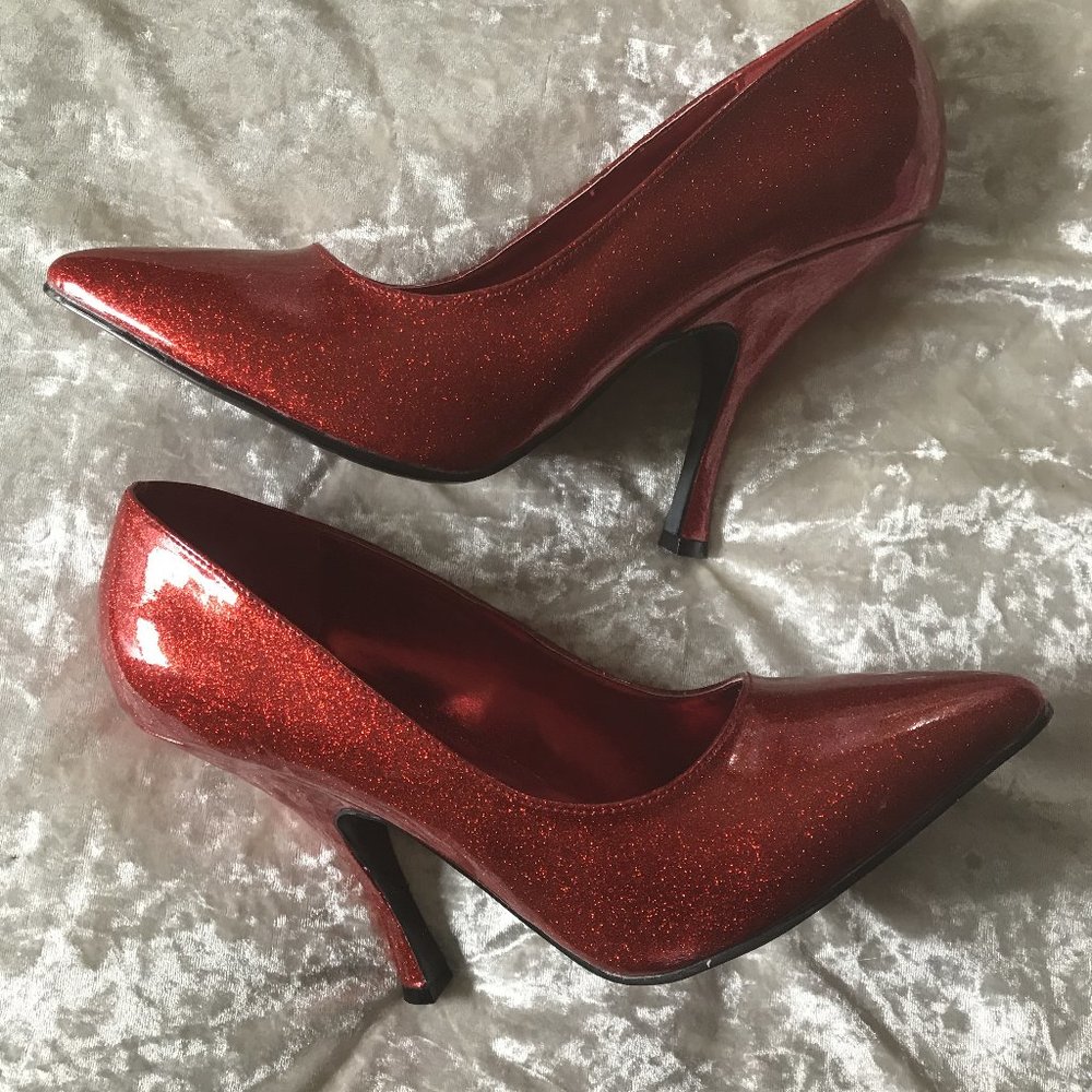 Sexy Red Glitter Patent Heels Pin Up Couture 11